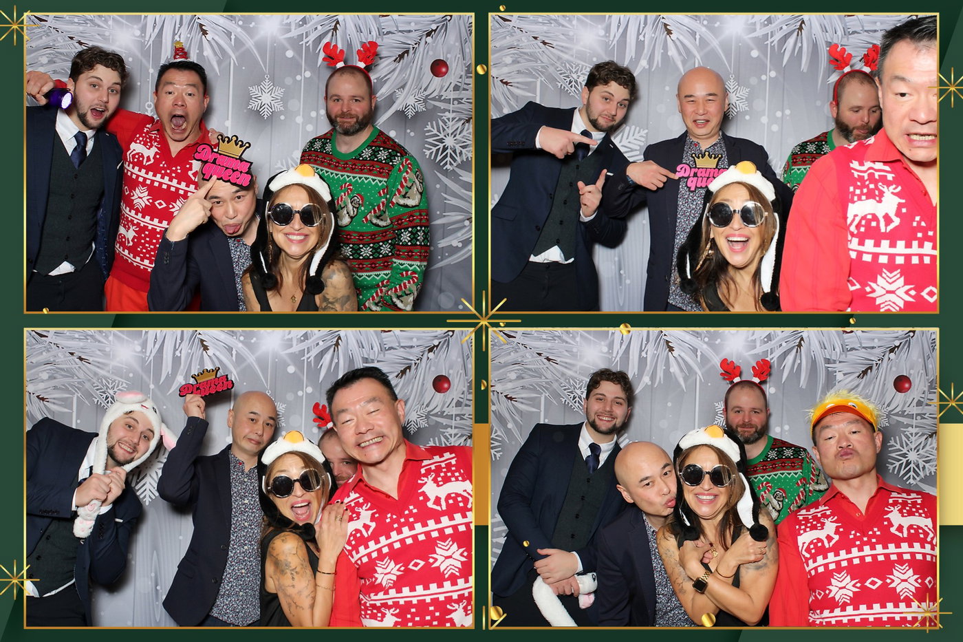 A Collabware Annual Christmas Party print with four photos and an evergreen and gold frame
